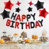 Red and Black Birthday Party Decorations, Red Happy Birthday Decorations for Men Women with Happy Birthday Balloon Banner, Fringe Curtains,Star Balloons Kit for Boys Girls Birthday Party Supplies