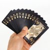 jcoral 2 Pack Skull Black Playing Cards Waterproof Poker Cards Plastic Black Foil Playing Cards Highly Flexible,2 Decks of Cards with Bag(Gold+Black 3)