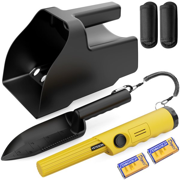 Metal Detector Handheld Pinpointer Waterproof - IP68 with Sand Scoop Shovel Professional 360 Search Pin Pointer Wand Accessories High Sensitivity Portable Detectors Treasure Pinpointing Finder Probe
