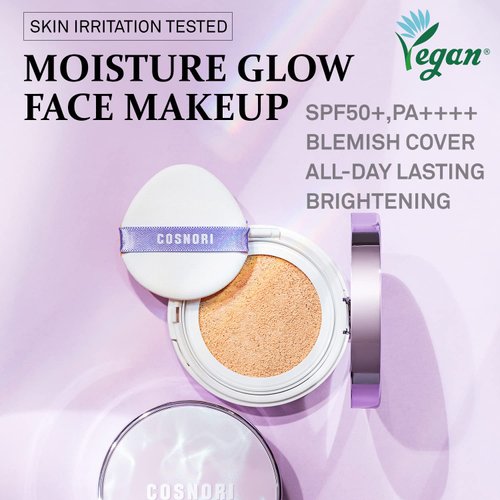 COSNORI Panthenol Barrier Cushion Foundation -Lightweight Formula to Cover Pores & Blemishes – Moisture Dewy Glowing Finish – Long Wearing Formula, 0.41 fl.oz. (01 Ivory)