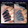 MIZHSE Diamond Gel Nail Polish, Reflective Glitter Gel Polish Set, Sparkly Shiny Gel Nail Art Varnish Manicure Kit, Soak Off LED Lamp, for Beginners DIY at Home (BD-005 Dark Blue)