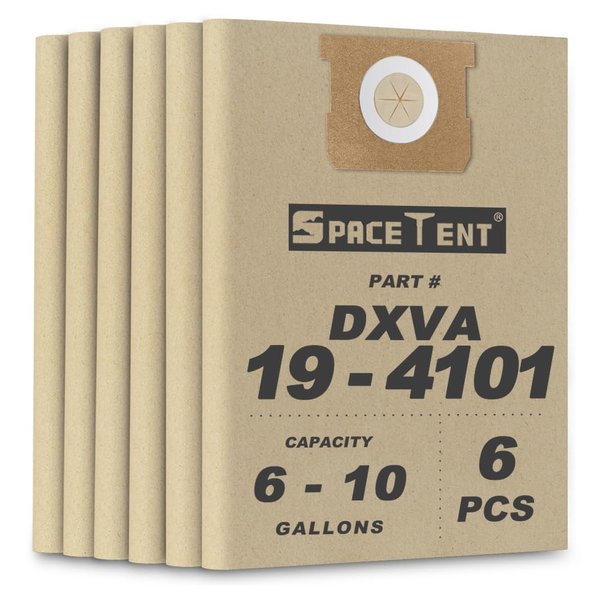 SpaceTent 6 Pack DEWALT DXVA19-4101 High Efficiency Replacement Filter Bags for DEWALT 6 to 10 Gallon Wet/Dry Vacs - Part # DEWALT DXVA19-4101