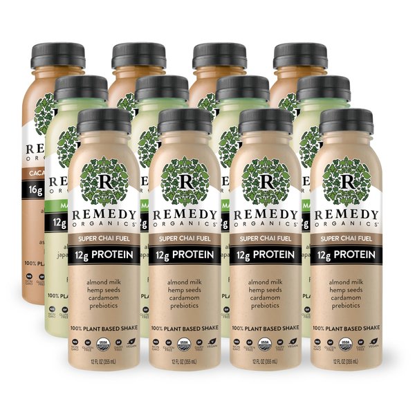 Remedy Organics Protein Variety 12-Pack | Plant Based Protein Shakes, Ready to Drink | USDA Organic, Gluten Free, Dairy Free, Soy Free