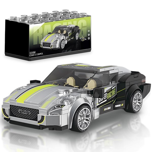 HIGH GODO Super Racing Car Building Sets with Display Case, Collectible Champion Car Model DIY Building Kit, Cool Vehicles Construction Toy Sets for Adult Teens Kids Gift Idea(284 Pieces)