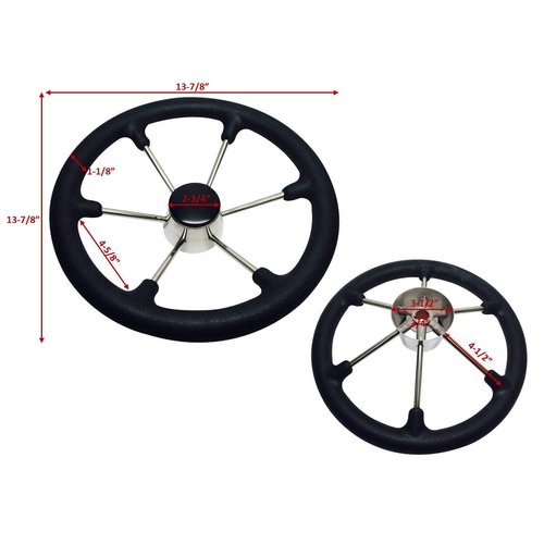 Marine Boat SS304 Steering Wheel with Black Sleeve 6 Spoke 15 1/2"