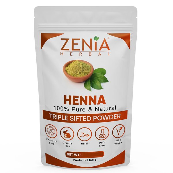Zenia 100% Pure & Natural Henna Powder (Lawsonia Inermis) | 100 grams (3.5 oz) | Orange-Red Hair Color | Triple Sifted | Fresh from Rajasthan | No Chemicals, No Additives