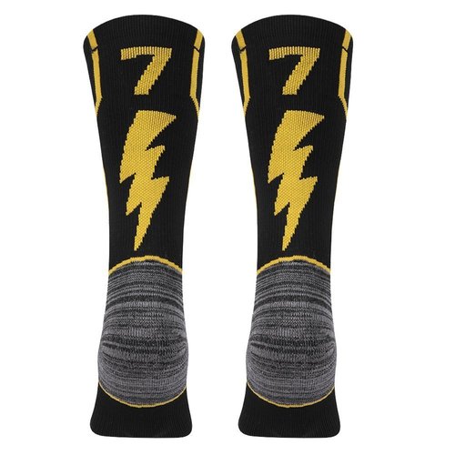 KitNSox Player ID Custom Socks, Womens Mens Cushioned Sport Crew Socks for Soccer Football Black 1 Pair