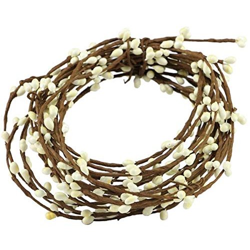 Cream Ivory White Pip Berry Garland for Halloween or Fall Craft Décor, 21.5 Feet