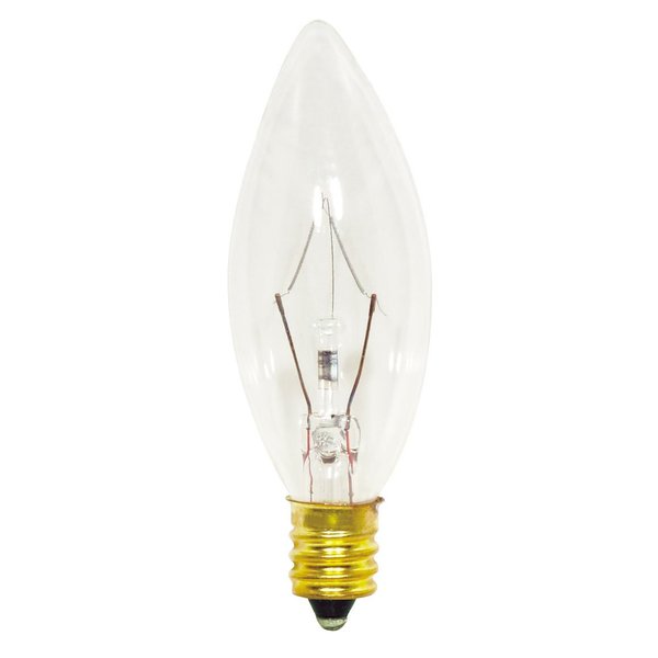 Satco S3346 120V Candelabra Base 25-Watt B8 Light Bulb, Clear, 1 x 1 x 3 Inch