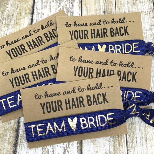 To Have & To Hold Your Hair Back Favors | Team Bride | Bachelorette Hair Tie Favors (Navy)