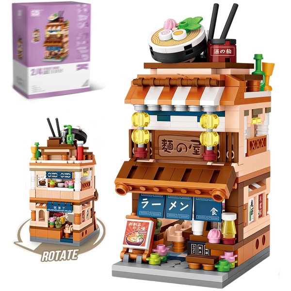 LUOGFYNI Japanese Street View Ramen Shop Building Blocks, Mini Bricks Store Architecture Sets, Creative City Construction Model for Adults, Idea Gifts for Kids(1654)