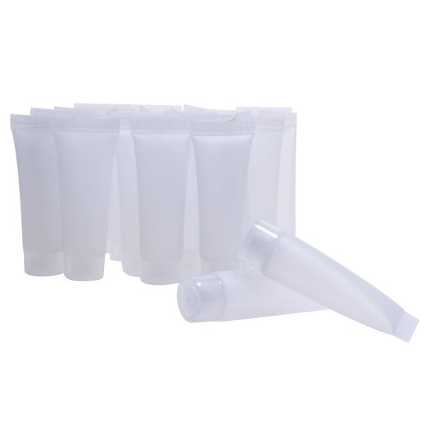 Shapenty 10ml Clear Plastic Empty Tubes Refillable Facial Cleanser Hand Cream Cosmetic Lotion Containers Soft Makeup Sample Holder Bottle Vial Jar Pot Case with Flip Lid for Travel DIY Project, 30PCS