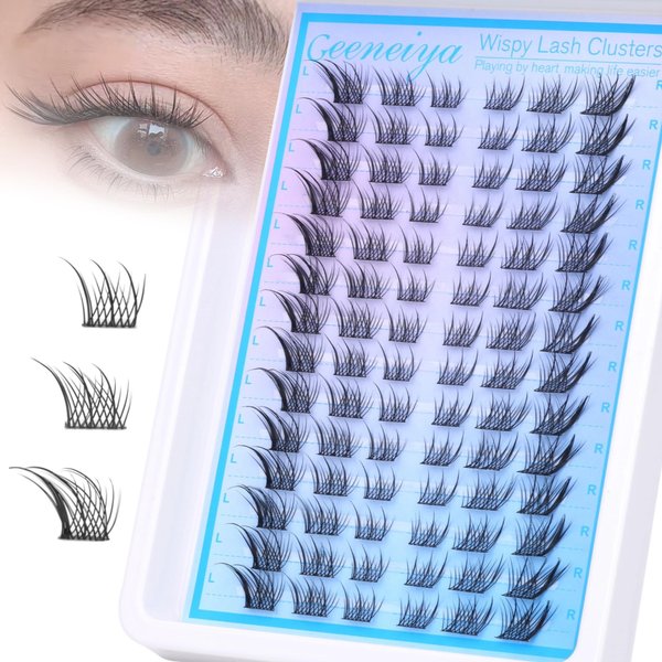 Manga Lash Clusters Fairy Cat Eye Lash Clusters Fox Eye Eyelashes Clusters Wispy C Curl Cluster Eyelash Extensions Anime DIY Individual Lashes Natural Look by Geeneiya, Left and Right