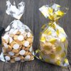 JHere 100 Pack Gold Polka Dot Candy Bags with 100Pcs Gold Metallic Twist Ties, Clear Plastic Treat Bags for Cookie Candy Snack Gift Wrapping Party Favor - 5.1'' by 8.2'' by 1.5''