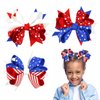 Vsdski th of July Hair Bow Clips Patriotic Hair Accessories for Kids Girls, USA Flag Grosgrain Ribbon Bow Hairpins Glitter Star Hair Bows Hairgrips Alligator Clips Independence Day Decor 2PCS