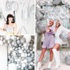 PartyWoo Silver Disco Foil Balloons, 20 pcs Round Foil Balloons Different Sizes Pack of 22 Inch 15 Inch 10 Inch 4D Foil Balloons and Ribbon, Foil Balloons for Birthday Decorations, Party Decorations