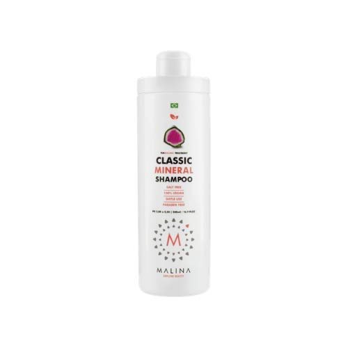 Malina Classic Mineral Hair Shampoo 100% Vegan, Salt-Free and Paraben Free with Tourmaline Treatment For Hydration, Shiny, Soft, Silky, Anti-Frizz Hair.