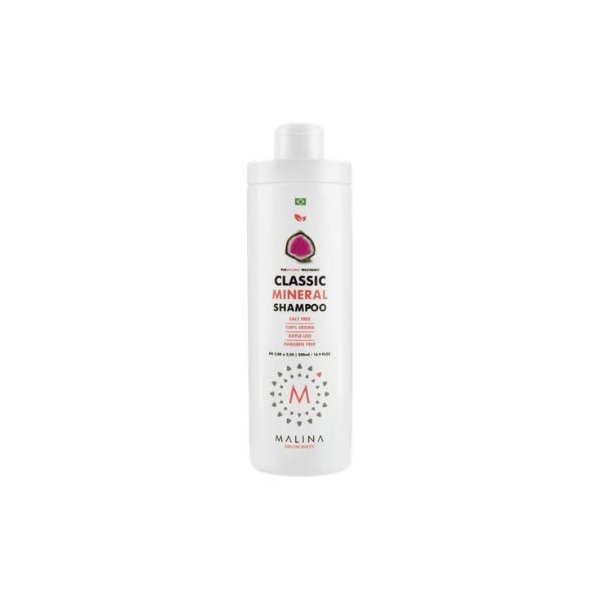 Malina Classic Mineral Hair Shampoo 100% Vegan, Salt-Free and Paraben Free with Tourmaline Treatment For Hydration, Shiny, Soft, Silky, Anti-Frizz Hair.