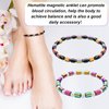 Junkin 4 Pieces Magnetic Hematite Anklets Bracelet Energy Anklets for Women Men Adjustable Magnetic Slim Hematite Pain Anxiety Relief Anti Swelling Anklets