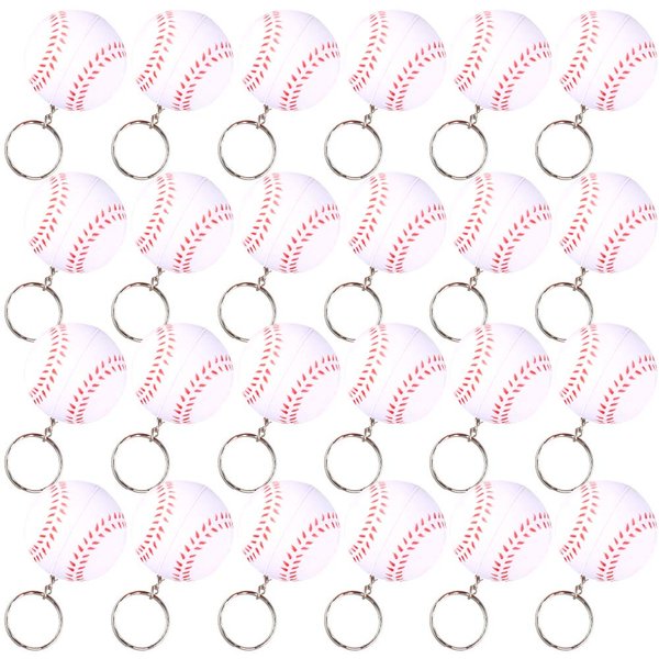 KINMAD 24 Pack Baseball Keychains Baseball Sport Stress Ball Keychains for Kids Party Favors Gifts School Carnival Prizes