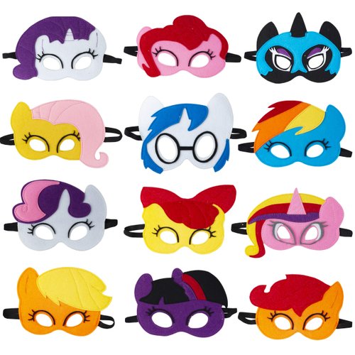 TEEHOME Pony Masks for Little Girls Birthday Party Favors (12 Packs) - Princess Party Supplies with 12 Different Types Pony Masks | Unicorn Masks - Great Idea for Pony Birthday Decorations