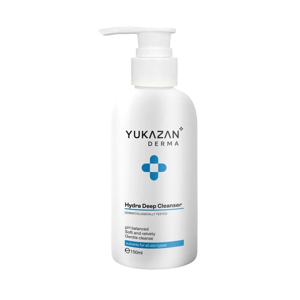 Yukazan Derma Hydra Deep Cleanser 150ml pH Balanced Face Wash Cleanser with Tourmaline Extract for All Skin Types