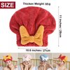 YUMINGUHC 2Pcs Microfiber Hair Towel Caps for Women Wet Hair Super Absorb Hair Drying Towels Hat Cute Bowknot Soft Quick Dry Hair Turban Wrap for Curly Long Thick Hair Girls Gifts (Pink+Blue)