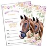 Floral Saddle Up Style Fill-In Birthday Invites(4"x6"), Horse Birthday Invitations with Envelopes(20-Pack), Birthday Party Supplies for Boys & Girls, Teen, Kids-A09