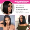 GCTGCT Bob Wig Human Hair 4x4 HD Lace Front Glueless Wigs Human Hair Pre Plucked Short Straight Bob Wigs for Black Women 180% Density Wear and Go Human Hair Wig No Glue Natural Color 10 Inch