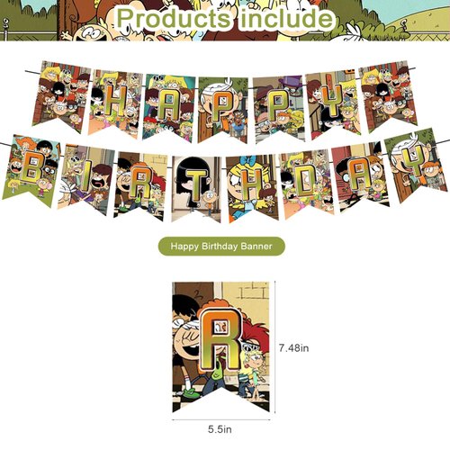 The Loud House Birthday Decoration,Loud House Party Decorations Include Banner,Cake Toppers and Ballons for Loud House Themed Birthday Supplies