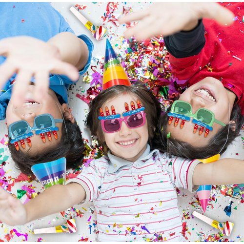 Tigerdoe Birthday Party Hats - Happy Birthday Theme - Birthday Party Set - Party Supplies - Party Decor - 36 Piece Set - 12 hats - 12 sunglasses - 12 whistles