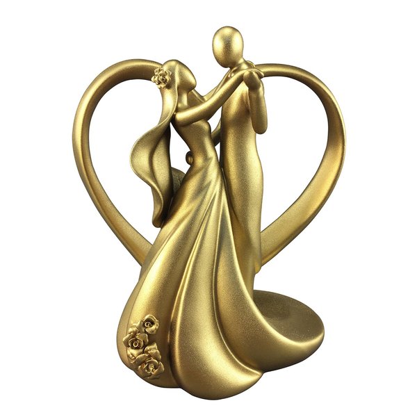 Wedding Collectibles Gold Stylized Dancing Heart Wedding Cake Topper
