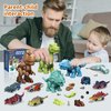 WESPREX 4 Take Apart Dinosaur Toys and 6 Pull Back Dinosaur Cars for Kids, STEM Construction Building Dinosaur Toy Set with Electric Drill, Birthday for Boys Girls Age 3 4 5 6 7 8