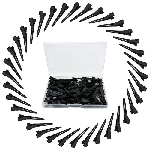 50 Pcs 1.77Inch Metal Duck Bill Hair Clips Single Prong Hair Clips Women Styling Hair Clips Alligator Curl Clips for Hair Coloring, Bows DIY, Hair Extensions, Salon (Black)