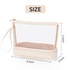 Ethereal Clear Makeup Bag, Cream Small Cosmetic Bag Travel Makeup Bag for Women TSA Approved Toiletry Bag Portable Makeup Pouch
