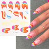 12 Sheets French Nail Art Stickers Decals Colorful Stripes Lines Irregular Geometric Water Transfer Nail Stickers 3D French Abstract Nail Decals Nail Art Supplies for Women Girls DIY Acrylic Nails