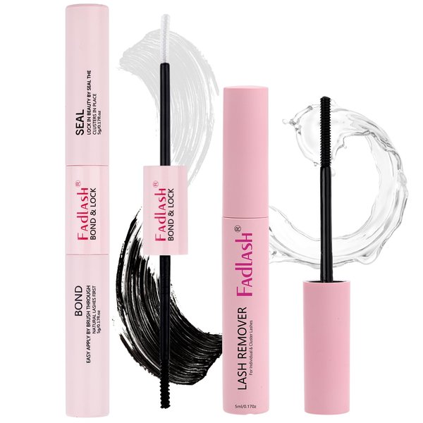 Lash Bond and Seal Lash Extension Remover Kit for Cluster Lashes Soothing Oil 5ML Lash Glue Remover 48-72 Hours Cluster Lash Glue DIY Eyelash Extension Kit Self Application 2 Pcs at Home