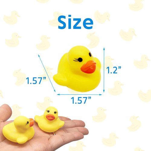 Rubber Ducks 100pcs, Mini Squeak Ducks Float for Baby Shower, Bath Time Fun, Car Ducking, Kids Birthday Party Favors, Game Gifts(1.57 x 1.57 x 1.2Inch, Yellow)