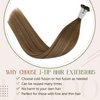 LaaVoo Brown I Tip Hair Extensions Ombre Medium Brown with Light Brown to Golden Brown Hair Extensions Itips Human Hair 16" 50g 50s