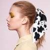4 PCS Cow Print Hair Band Bowknot Elastic Hair Ties Non-Slip Bowknot Elastic Hair Tie Ropes Spotted Rabbit Bunny Ear Bow Hair Tie Rabbit Bunny Ear Bow Ponytail Holder Scrunchie for Women Girls