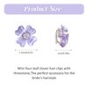 10 Pcs Small Flower Hair Clips with Rhinestone Mini Clover Cute Hair Pins Wedding Bridal Hair Accessories Decorative for Fine Hair Barrettes for Girls Women(Purple)
