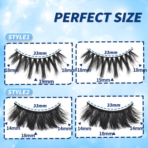 TING'S SOUL False Eyelashes Faux Mink Lashes Reusable Natural Look Wispy Fake Eyelashes with Fluffy Volume Long Thick Lashes 6 Pairs Pack