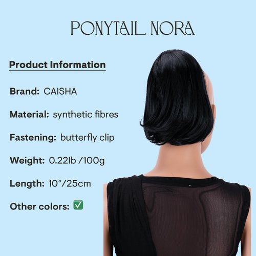 CAISHA Bun Hairpiece Ponytail With Butterfly Clip Hair Bun Bridal Hairstyle Hepburn Bun Scrunchie Straight Black H401