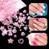 500Pcs Pink Pearls Heart Nail Charms Mixed Styles Flatback Heart Bowknots Star Cute Assorted Pink Pearls Heart Beads 3D Nail Art Charms Material Embellishments for Nail Art DIY Crafts Accessories