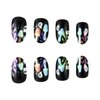 LBPEPAMZ Halloween Extra Short Press on Nails, Black Gothic Matte Mushroom Devil Glue on Gel Nails,Reusable Glossy Stick on Nails Squoval Artificial Nails for Women Manicure Nail Decor 24 Pcs