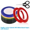 cridoz 15 Rolls 1/8 Whiteboard Tape Pinstripe Tape Dry Erase Board Thin Tape Lines Pinstriping Graphic Chart Line Grid Marking Tape, 108 Feet Per Roll