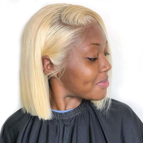 Hoscod 13x4 HD Transparent Lace 613 Bob Wig Human Hair 12 Inch Straight Blonde Bob Wig Human Hair Pre Plucked with Baby Hair 180 Density 613 Blonde Lace Front Wigs for Women Short Glueless Bob Wigs