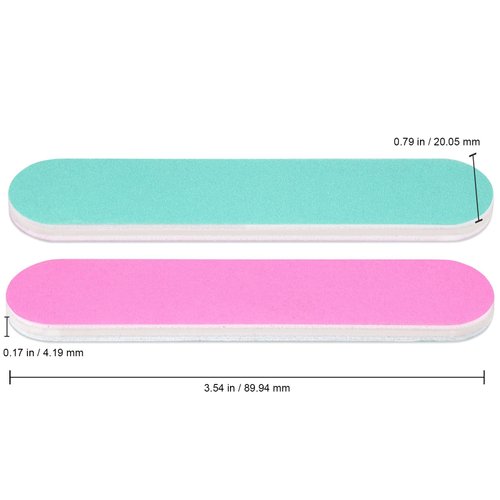 25PCS Mini Size PANA Professional Double Sided Nail Files - Pink&Teal, 180/240 Grit - Emery Board Nail Buffering File Manicure Pedicure Nail Polisher Washable