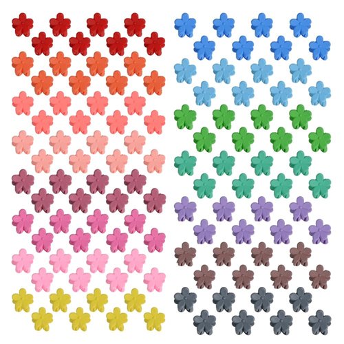 Mini Flower Hair Clip Flower Clips,Colorful Mini Hair Claw Small Hair Clips,Baby Hair Clips Toddler Hair Clips for Women Girls Bangs Strong Grip Tiny Flower Hair Clips (100, Matte Colors)
