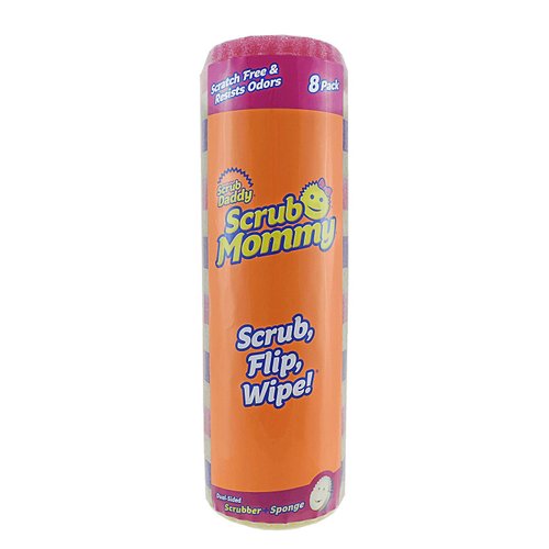 Scrub Daddy, Scrub Mommy - Dual Sided Sponge & Scrubber, Soft in Warm Water, Firm in Cold, FlexTexture, Deep Cleaning, Dishwasher Safe, Multipurpose, Scratch Free, Odor Resistant, Ergonomic, 8ct roll
